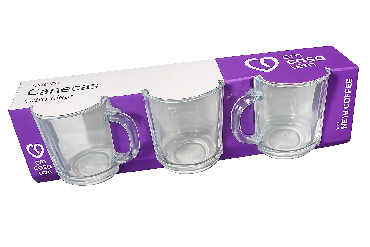 Caneca Vidro New Coffe Em Casa Tem 250ml