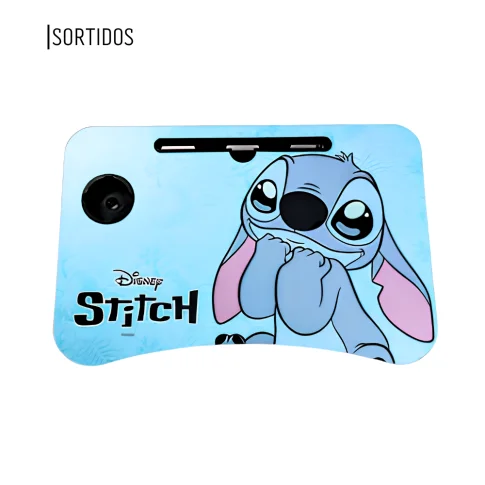Mesa de Atividades Dobrável Stitch 60x40cm com Porta-Copo e Suporte