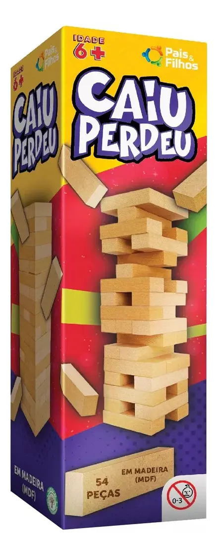 Jogo Caiu Perdeu Educativo 54 Peças Madeira Pais & Filhos - Imagem 2