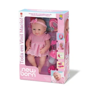 Boneca New Born Vamos Brincar 33cm em Vinil com Acessórios