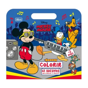 Livro para Colorir Maleta Mickey Disney 16 Páginas com Adesivos – Tilibra