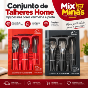 Conjunto de Talheres Home Unicasa 25 Peças – Vermelho ou Preto